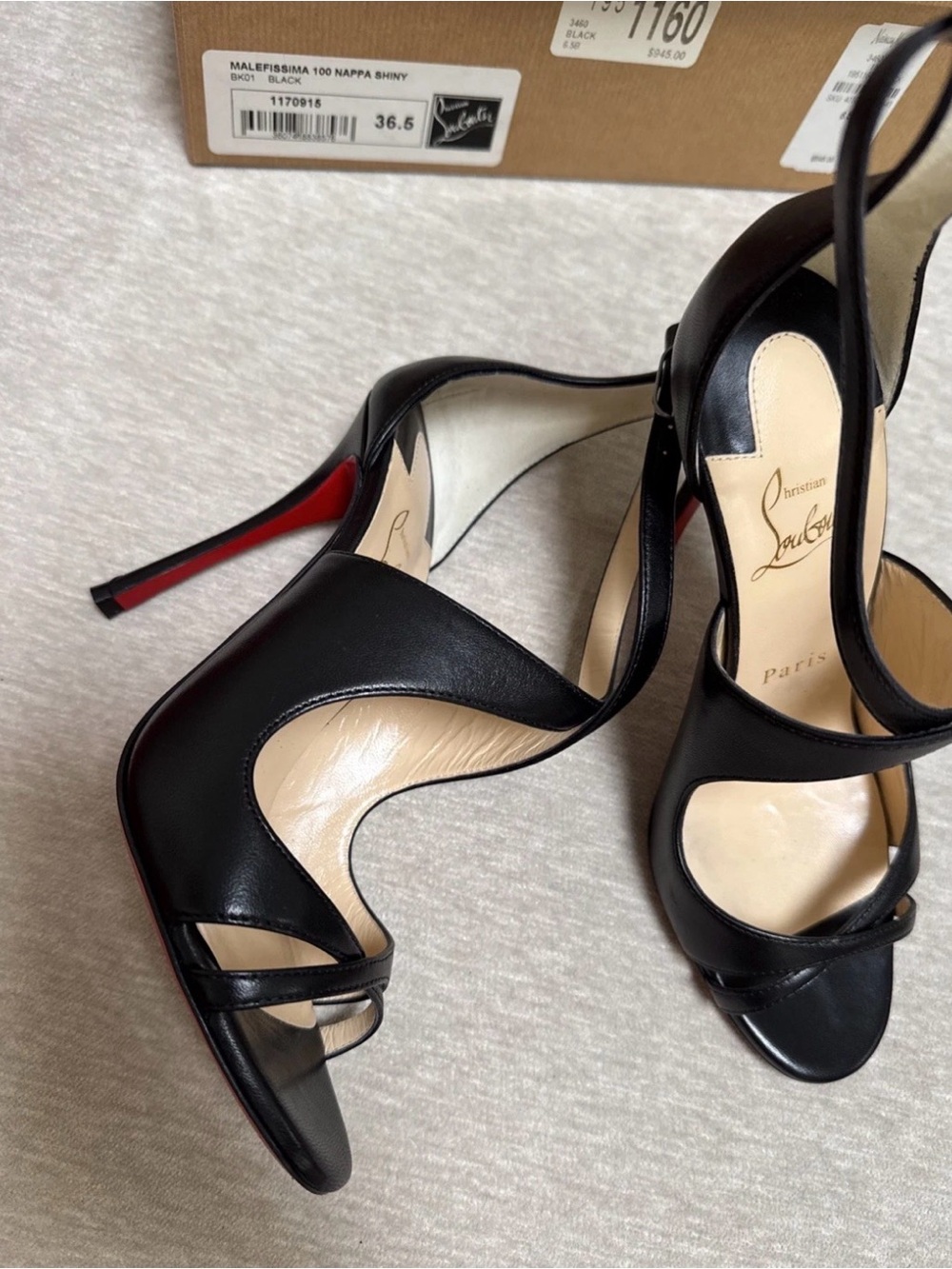 Christian Louboutin Malefissima 100 Nappa Leather Heels Black Size 36.5 - Picture 5 of 9